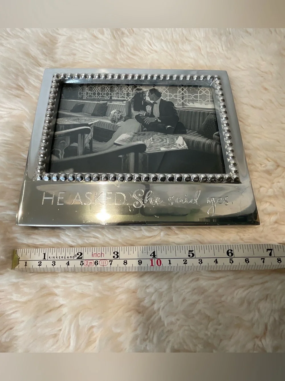 Mariposa Silver Beaded Love Photo Frame Duo